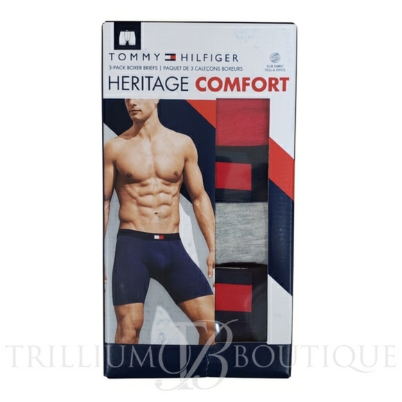 TOMMY HILFIGER Heritage Comfort Boxer Briefs 3 Pairs Large Cotton/Elastane NWT - Picture 1 of 2
